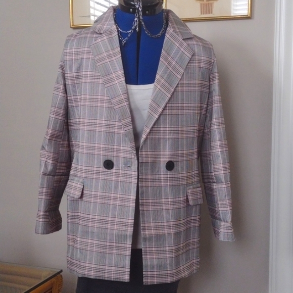🆕 BRITNEY SPEARS Latest IG Look!! Plaid Pink Lined Women's Blazer!! C IG Feb20 - Picture 1 of 7